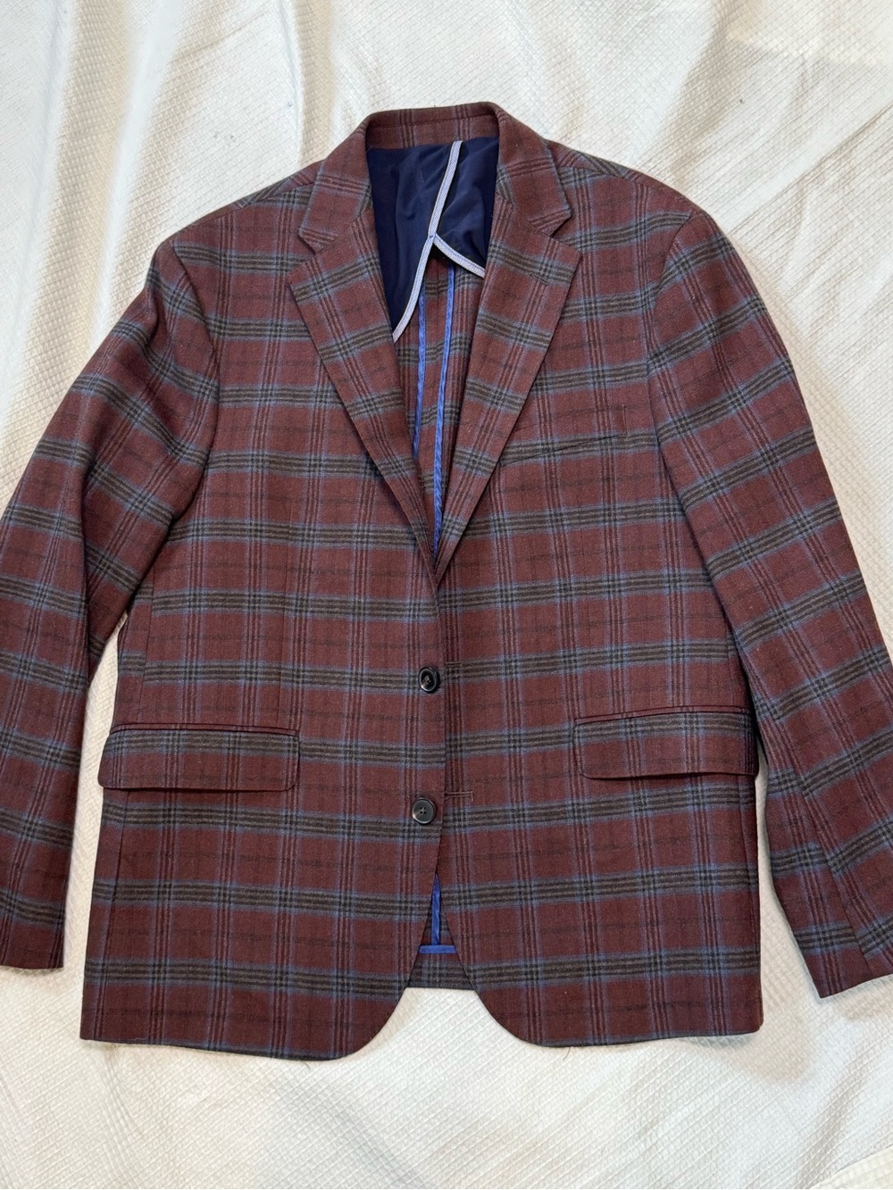Cole Haan Men's Burgundy Plaid Sport Coat